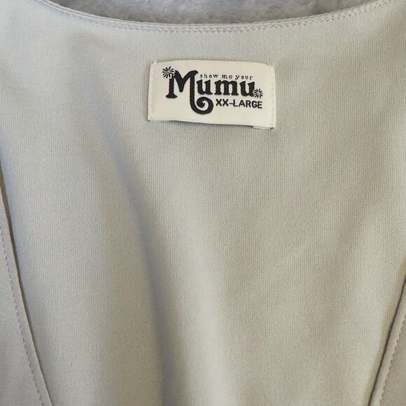 Show Me Your Mumu Noelle Flutter Maxi Dress Sz XXL True Wrap Gray Lily Floral - Picture 2 of 14